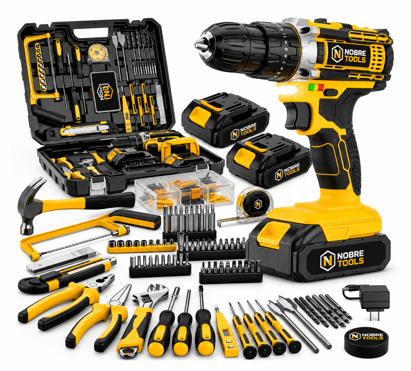 Kit Furadeira e Parafusadeira NobreTools com caixa de ferramentas